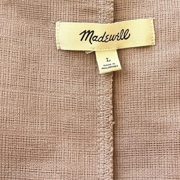 Madewell Texture & Thread Mini Flutter Sleeve Faux Wrap Dress in Warm Thistle Lg - Picture 5 of 6